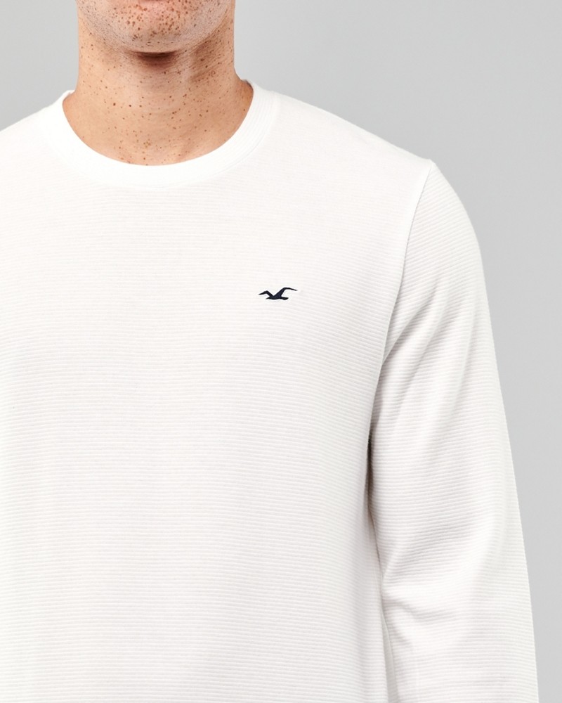 Hình Áo thun nam tay dài Hollister HCO-HL56 Ribbed Crewneck T-Shirt White