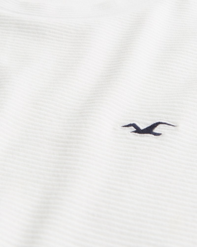 Hình Áo thun nam tay dài Hollister HCO-HL56 Ribbed Crewneck T-Shirt White