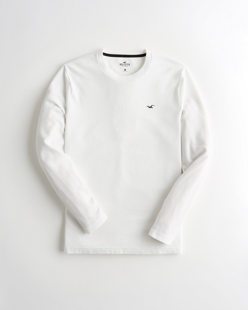 Hình Áo thun nam tay dài Hollister HCO-HL56 Ribbed Crewneck T-Shirt White
