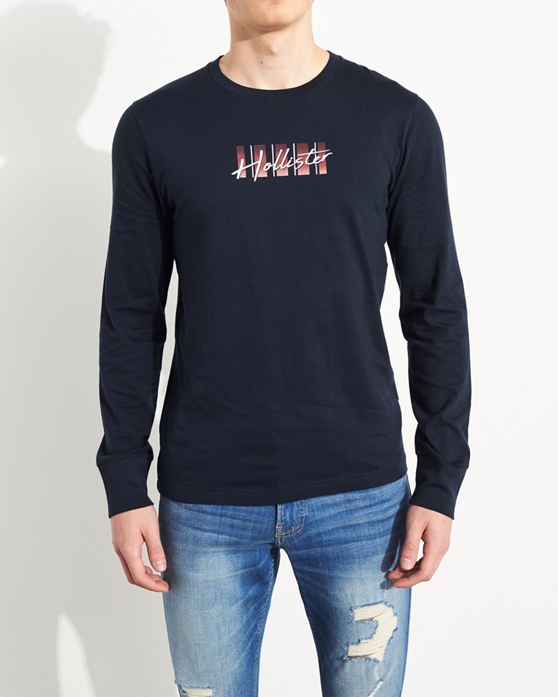 Hình Áo thun nam tay dài Hollister HCO-HL58 Print Logo Graphic Tee