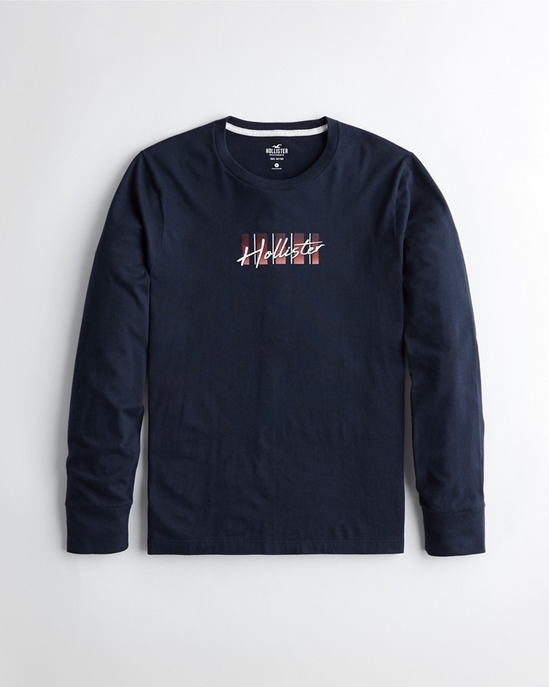 Hình Áo thun nam tay dài Hollister HCO-HL58 Print Logo Graphic Tee