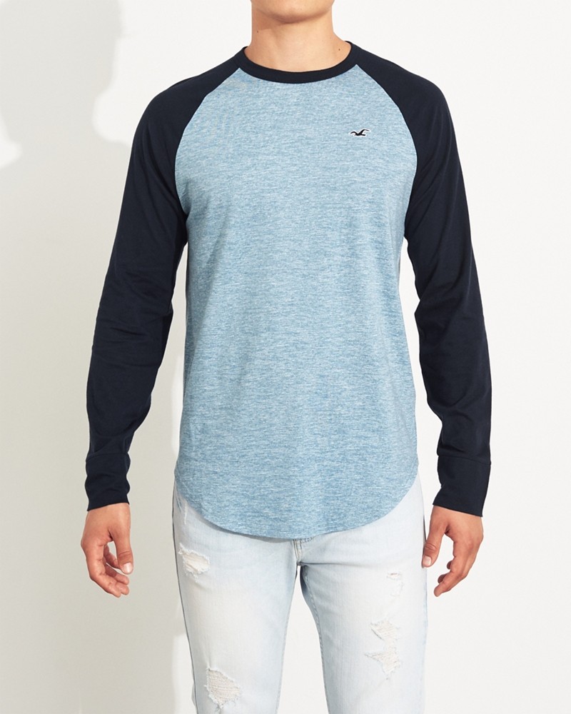Hình Áo thun nam tay dài Hollister HCO-HL64 Colorblock Raglan Curved Hem
