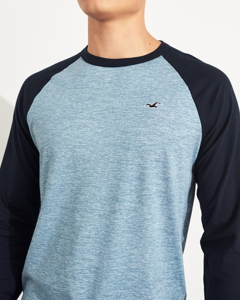 Hình Áo thun nam tay dài Hollister HCO-HL64 Colorblock Raglan Curved Hem