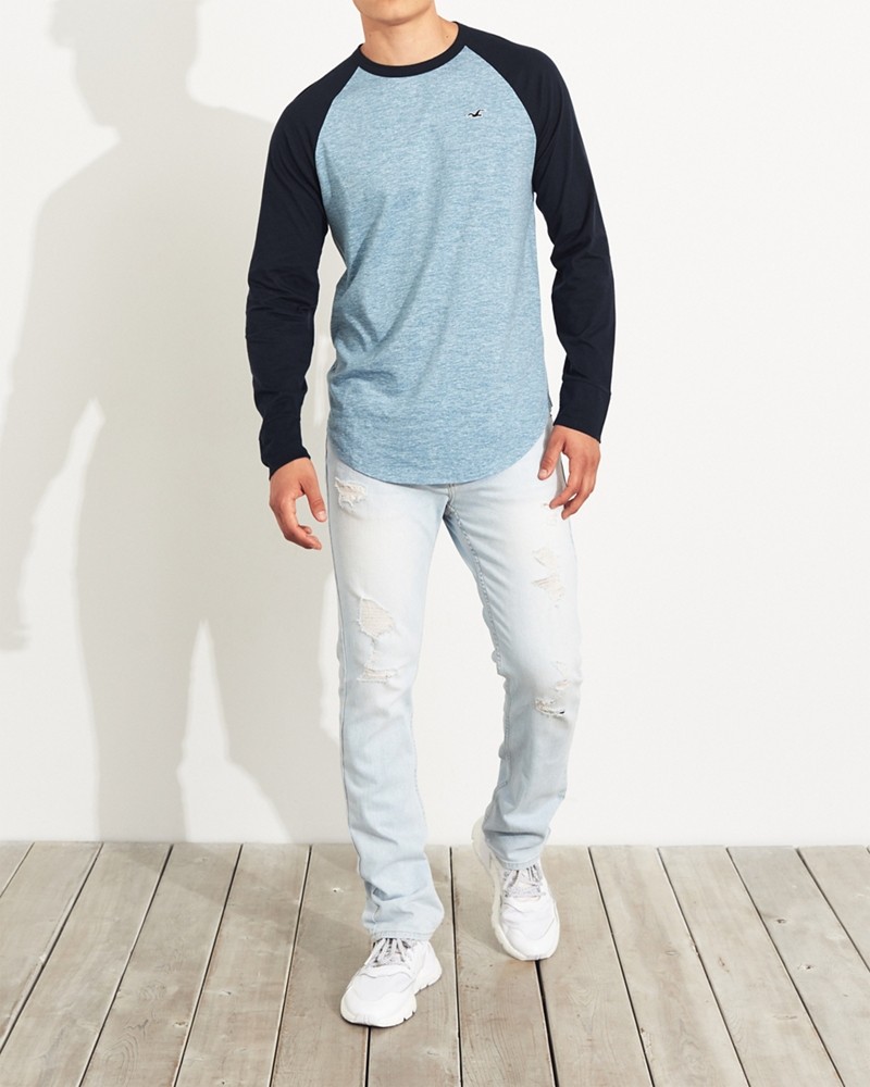 Hình Áo thun nam tay dài Hollister HCO-HL64 Colorblock Raglan Curved Hem