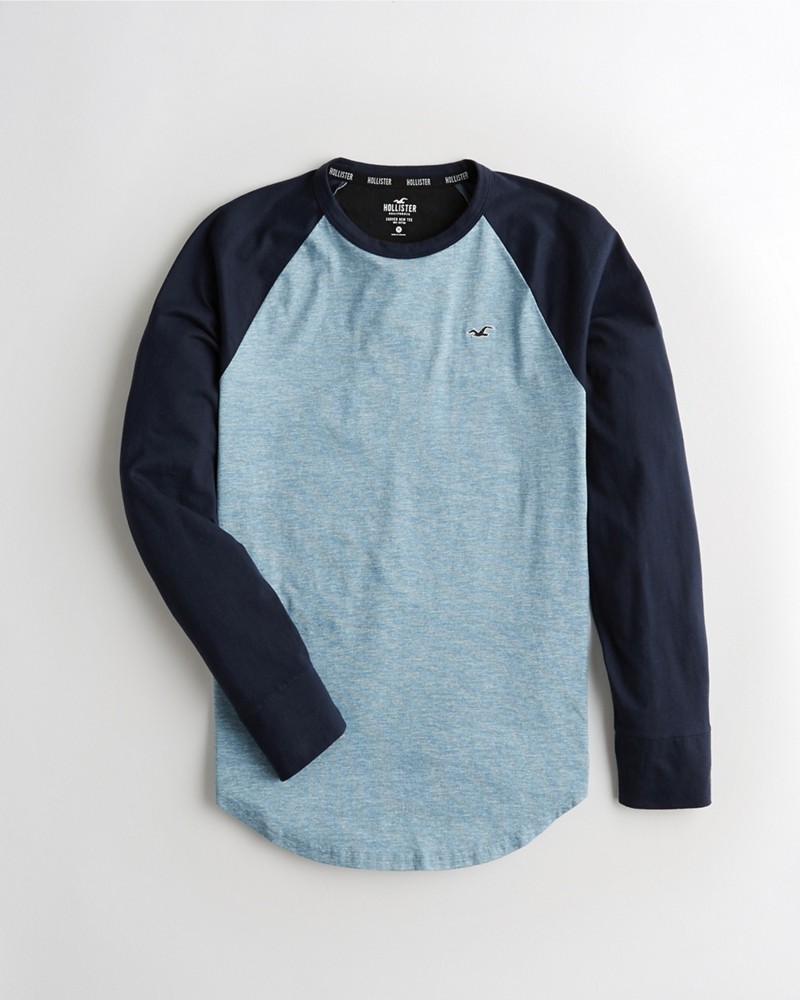 Hình Áo thun nam tay dài Hollister HCO-HL64 Colorblock Raglan Curved Hem