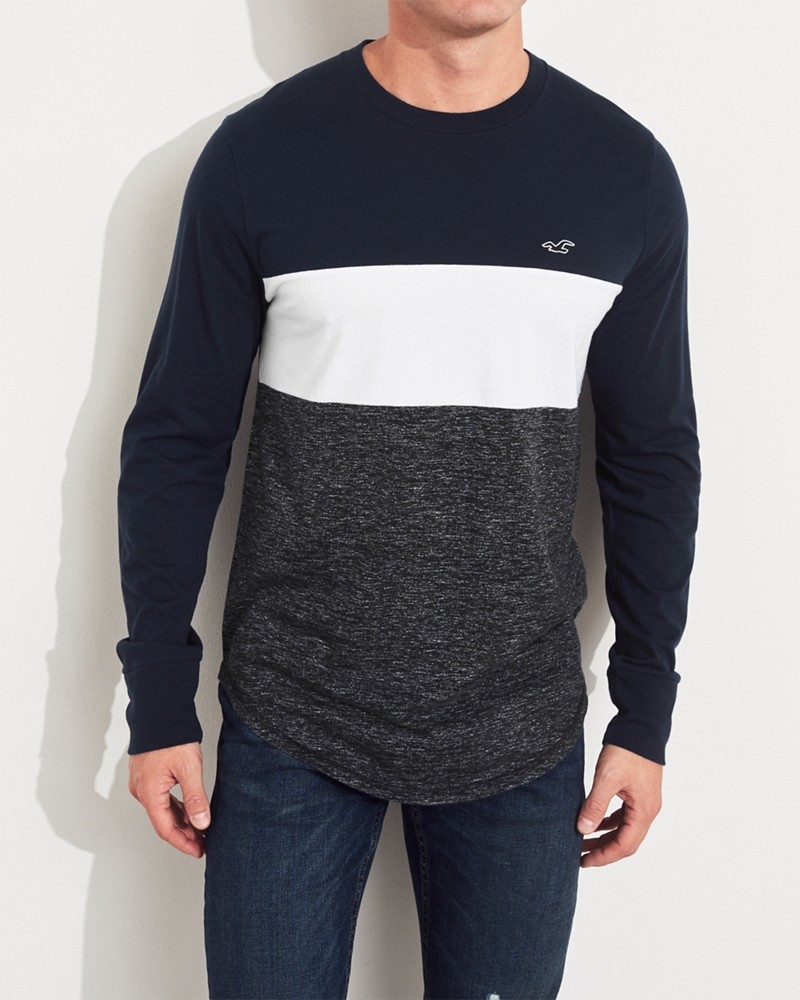 Hình Áo thun nam tay dài Hollister HCO-HL76 Colorblock Crewneck T-Shirt