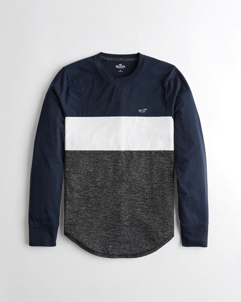 Hình Áo thun nam tay dài Hollister HCO-HL76 Colorblock Crewneck T-Shirt