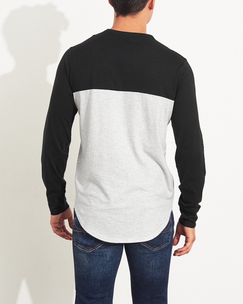 Hình Áo thun nam tay dài Hollister HCO-HL80 Colorblock Curved Hem T-Shirt