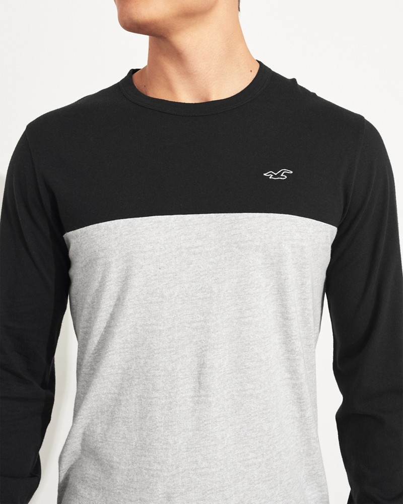 Hình Áo thun nam tay dài Hollister HCO-HL80 Colorblock Curved Hem T-Shirt