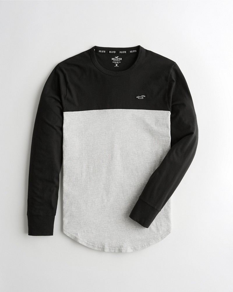 Hình Áo thun nam tay dài Hollister HCO-HL80 Colorblock Curved Hem T-Shirt