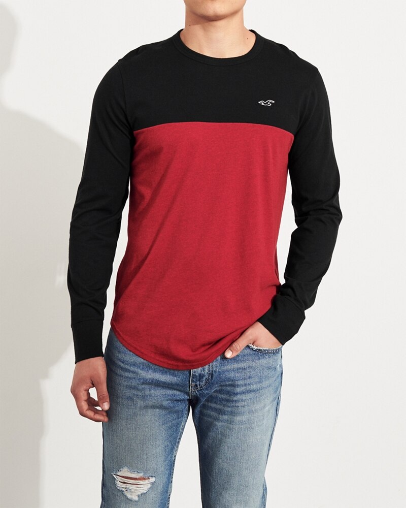 Hình Áo thun nam tay dài Hollister HCO-HL81 Colorblock Curved Hem T-Shirt