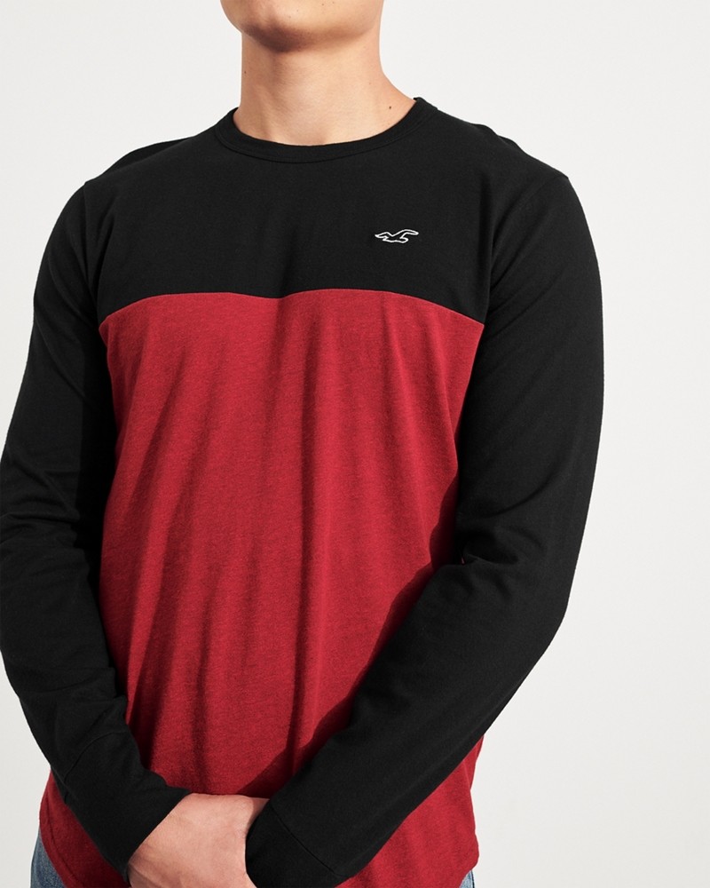 Hình Áo thun nam tay dài Hollister HCO-HL81 Colorblock Curved Hem T-Shirt