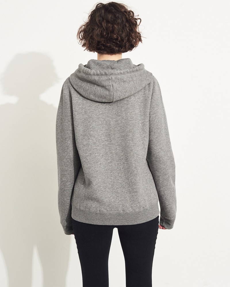 Hình Áo khoác nữ Hollister HCO-NK18 Embroidered Logo Full-Zip Hoodie Grey