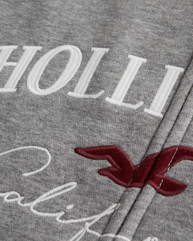 Hình Áo khoác nữ Hollister HCO-NK18 Embroidered Logo Full-Zip Hoodie Grey