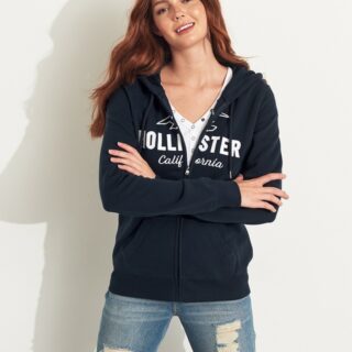 Hình Áo khoác nữ Hollister HCO-NK19 Logo Full-Zip Hoodie Navy