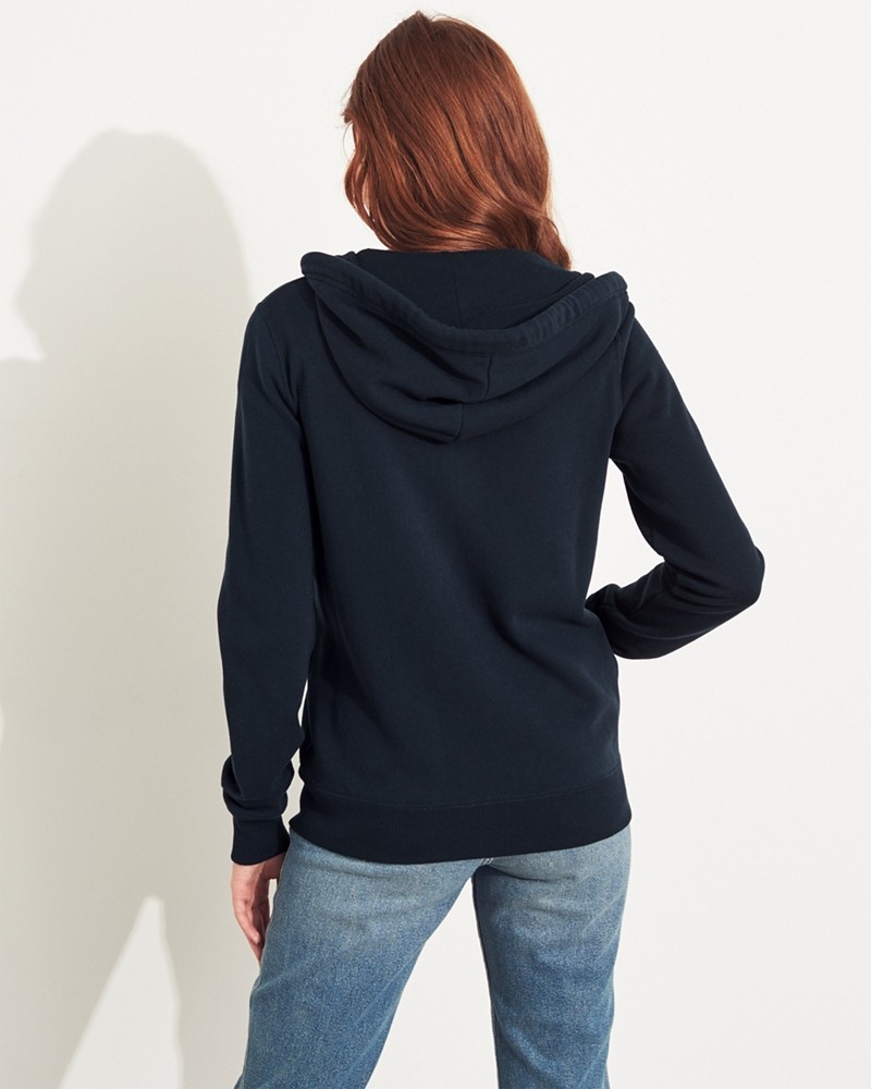 Hình Áo khoác nữ Hollister HCO-NK19 Logo Full-Zip Hoodie Navy