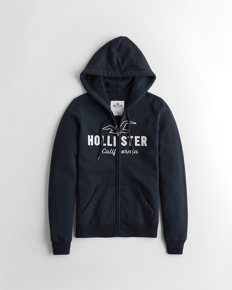 Hình Áo khoác nữ Hollister HCO-NK19 Logo Full-Zip Hoodie Navy