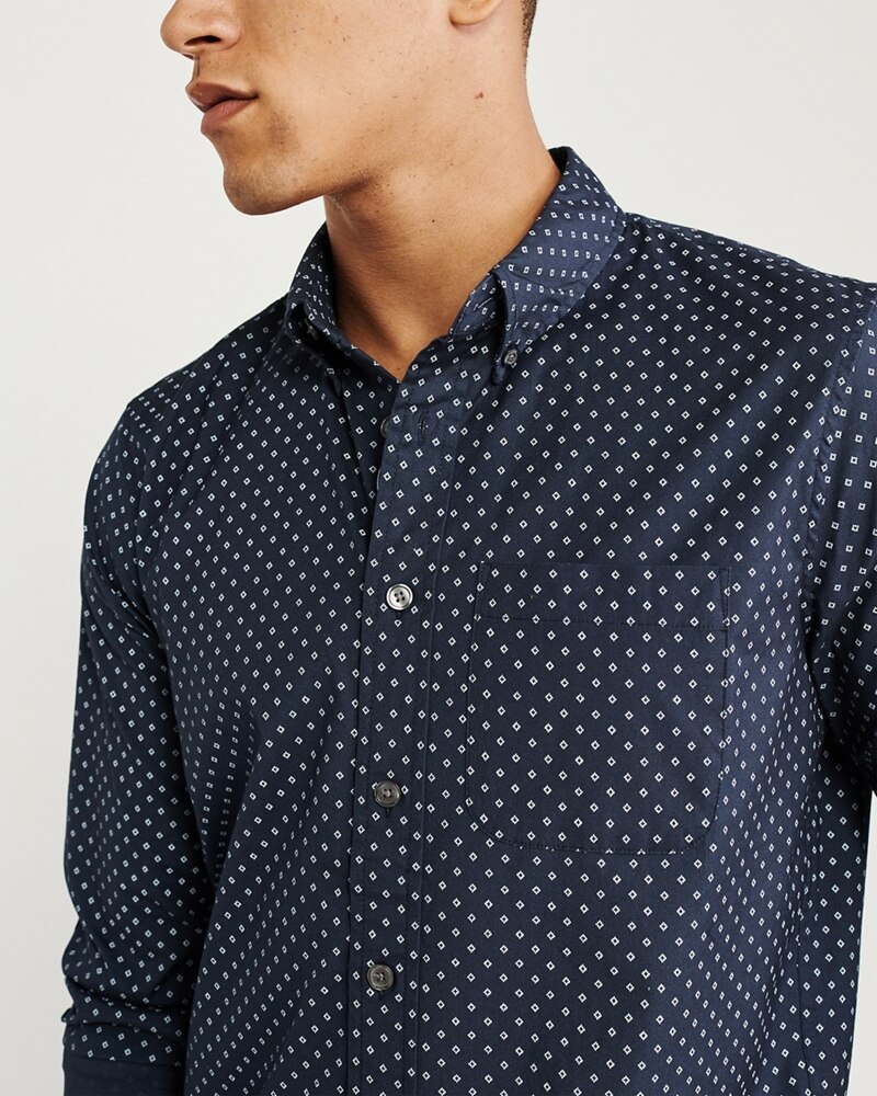 Áo sơmi nam Abercrombie & Fitch AF-US-SM101 Print Poplin Shirt - Ảnh 2