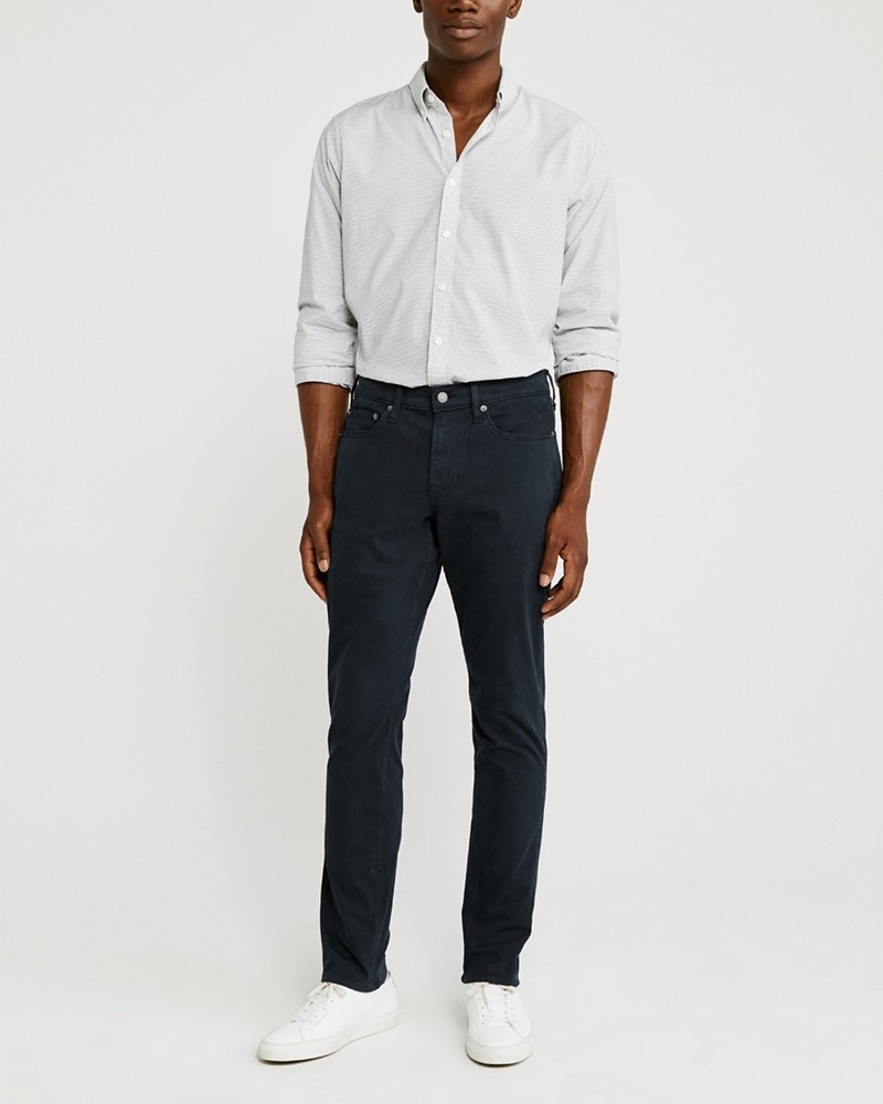 Hình Quần khaki nam AF-US-Q19  A&F Signature Stretch Twill  Skinny Sateen Pants