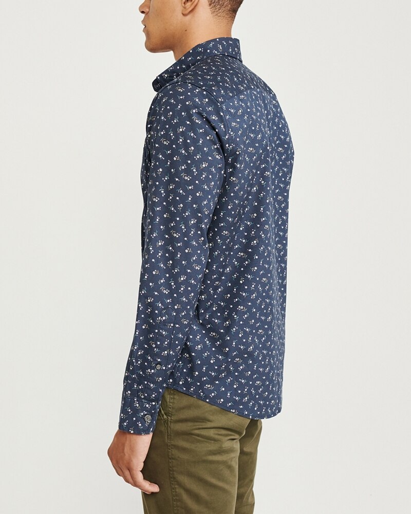 Hình Áo sơmi nam Abercrombie & Fitch AF-US-SM100 Print Poplin Shirt