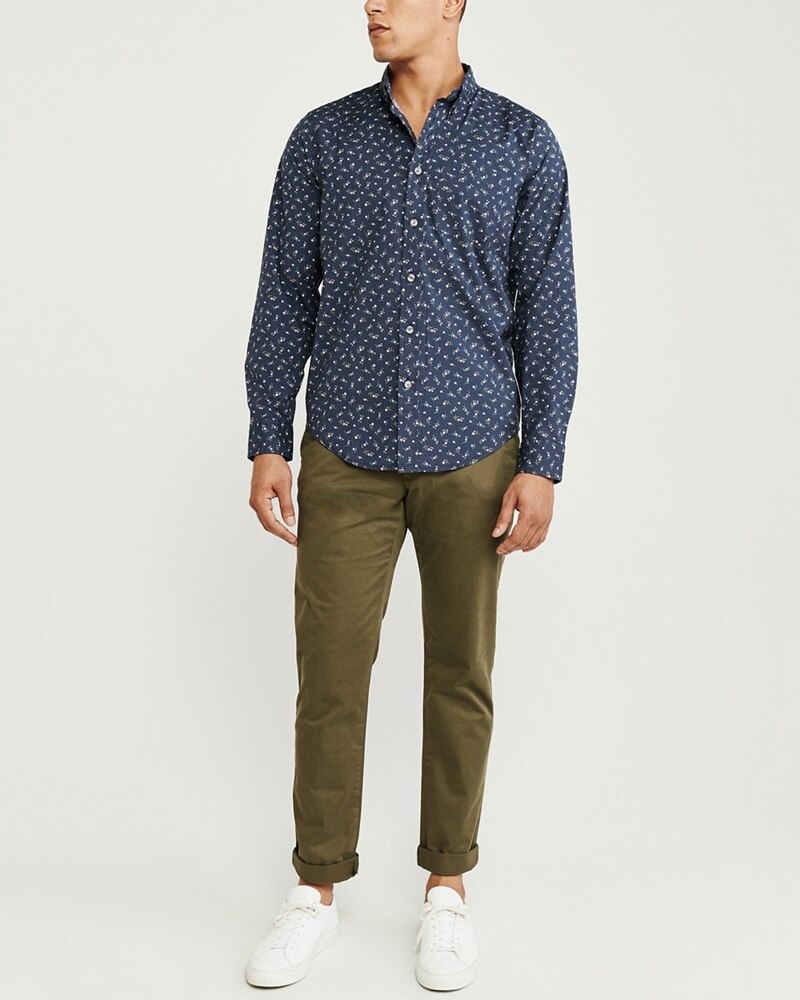 Hình Áo sơmi nam Abercrombie & Fitch AF-US-SM100 Print Poplin Shirt