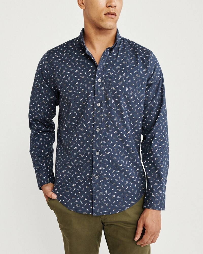Hình Áo sơmi nam Abercrombie & Fitch AF-US-SM100 Print Poplin Shirt