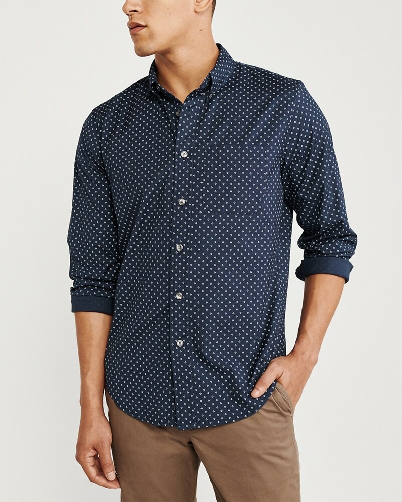 Hình Áo sơmi nam Abercrombie & Fitch AF-US-SM101 Print Poplin Shirt