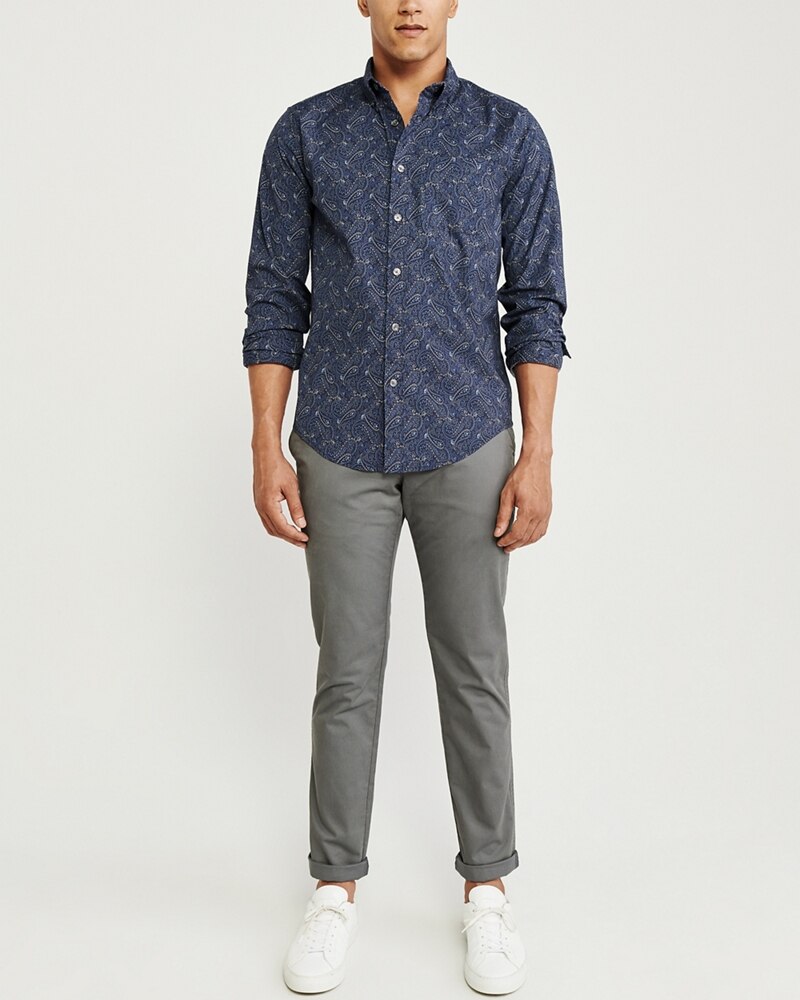 Hình Áo sơmi nam Abercrombie & Fitch AF-US-SM102 Print Poplin Shirt