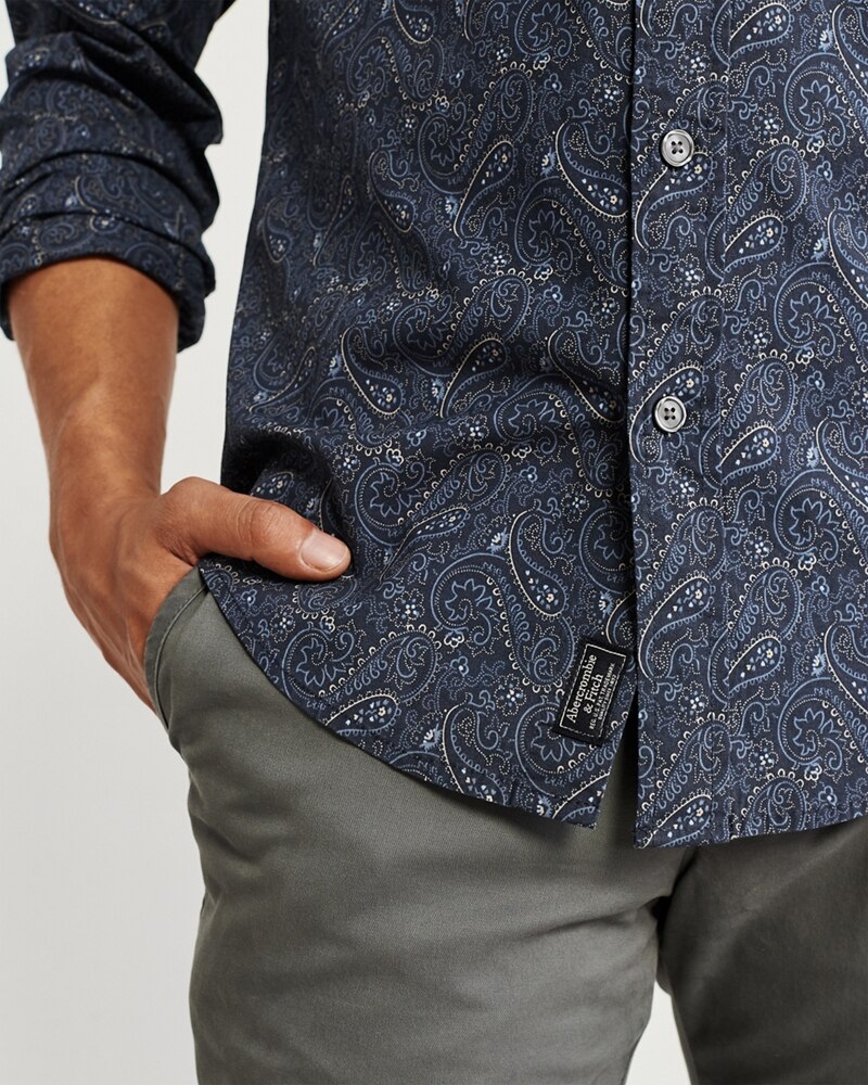 Hình Áo sơmi nam Abercrombie & Fitch AF-US-SM102 Print Poplin Shirt