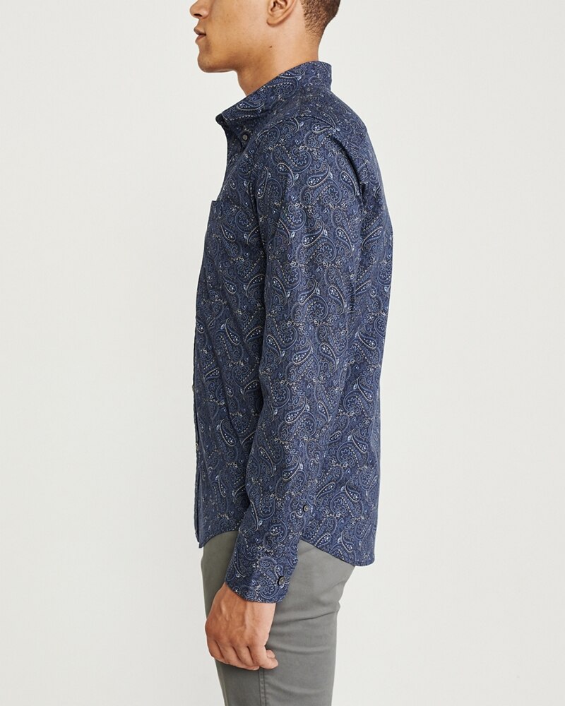 Hình Áo sơmi nam Abercrombie & Fitch AF-US-SM102 Print Poplin Shirt
