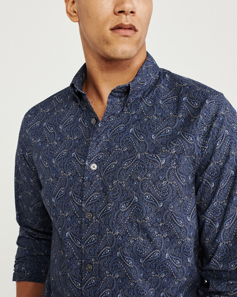 Hình Áo sơmi nam Abercrombie & Fitch AF-US-SM102 Print Poplin Shirt