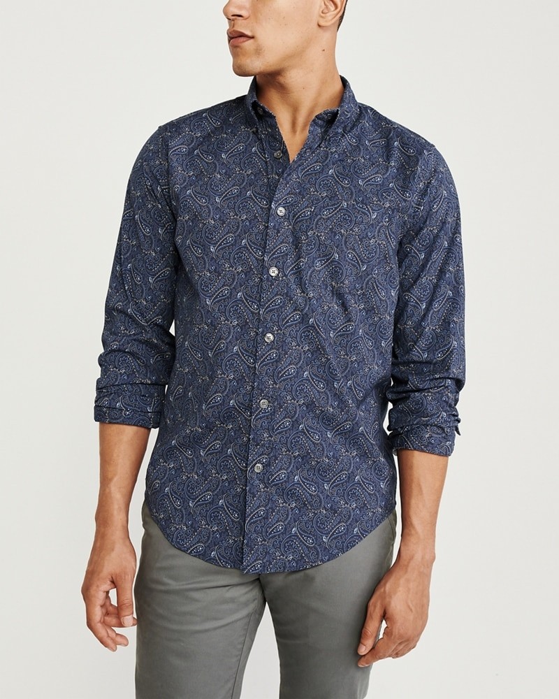 Hình Áo sơmi nam Abercrombie & Fitch AF-US-SM102 Print Poplin Shirt
