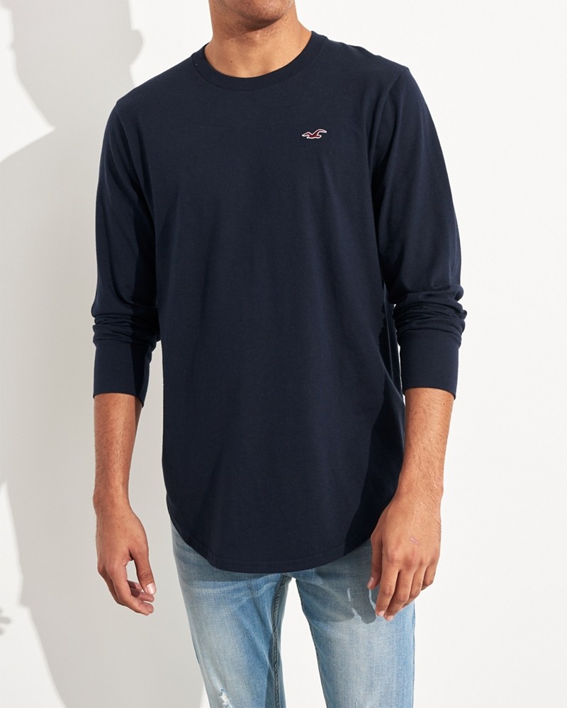 Hình Áo thun nam tay dài Hollister HCO-HL83 Curve Hem Tee Navy