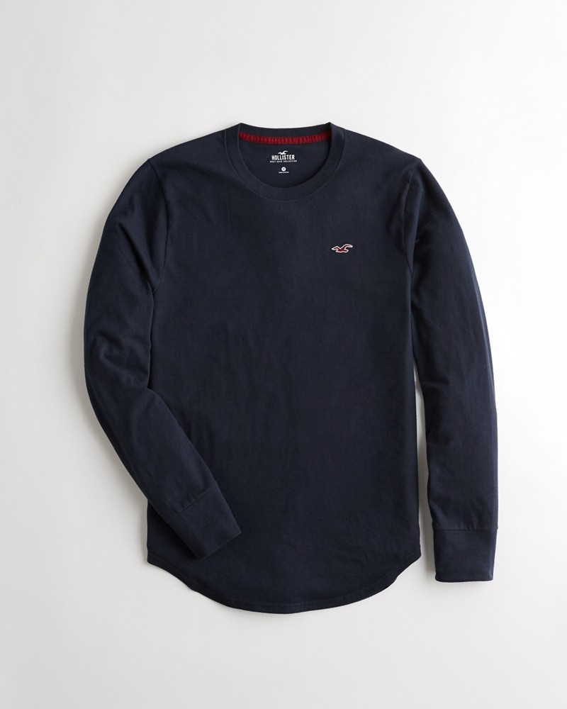 Hình Áo thun nam tay dài Hollister HCO-HL83 Curve Hem Tee Navy