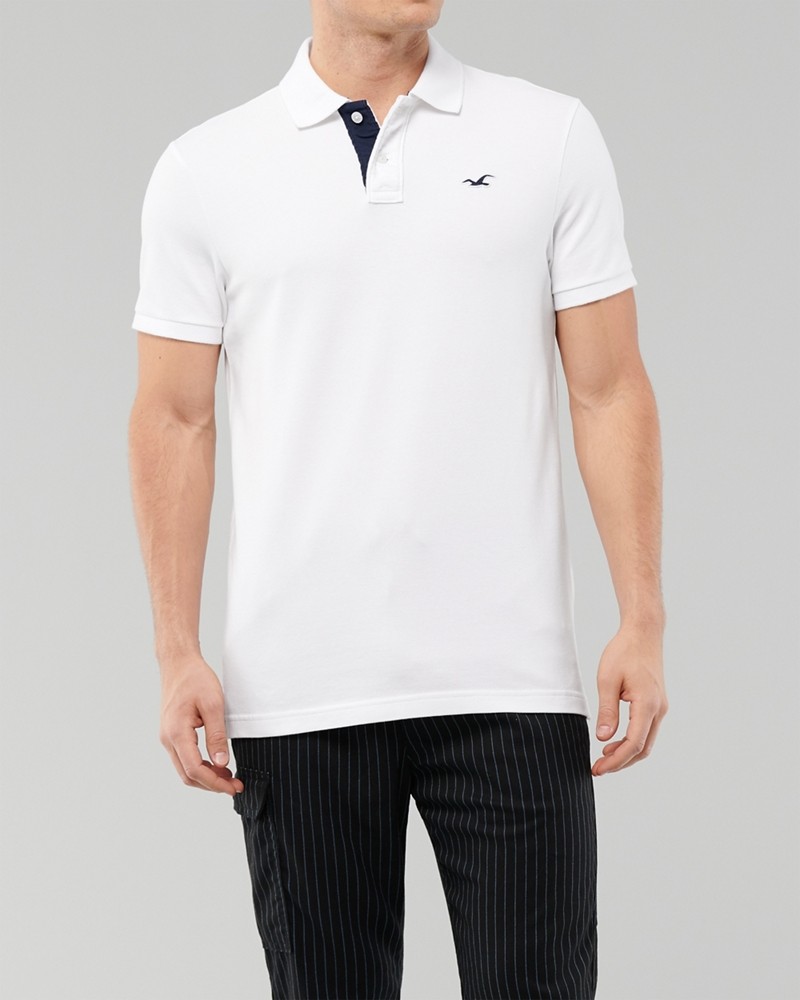 Hình Áo thun nam Hollister HCO-P226 Stretch Polo White