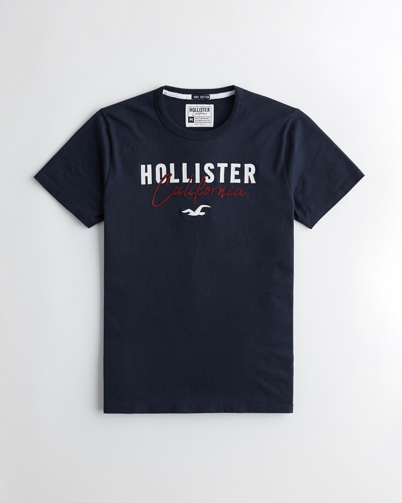 Hình Áo thun nam Hollister HCO-US-T18 Embroidered Logo Graphic Tee Navy