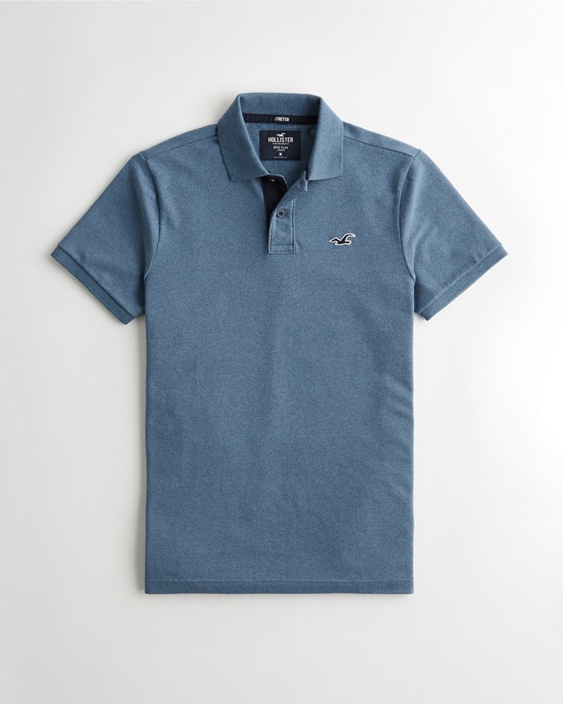 Áo thun nam Hollister HCO-P228 Stretch Icon Polo heather blue