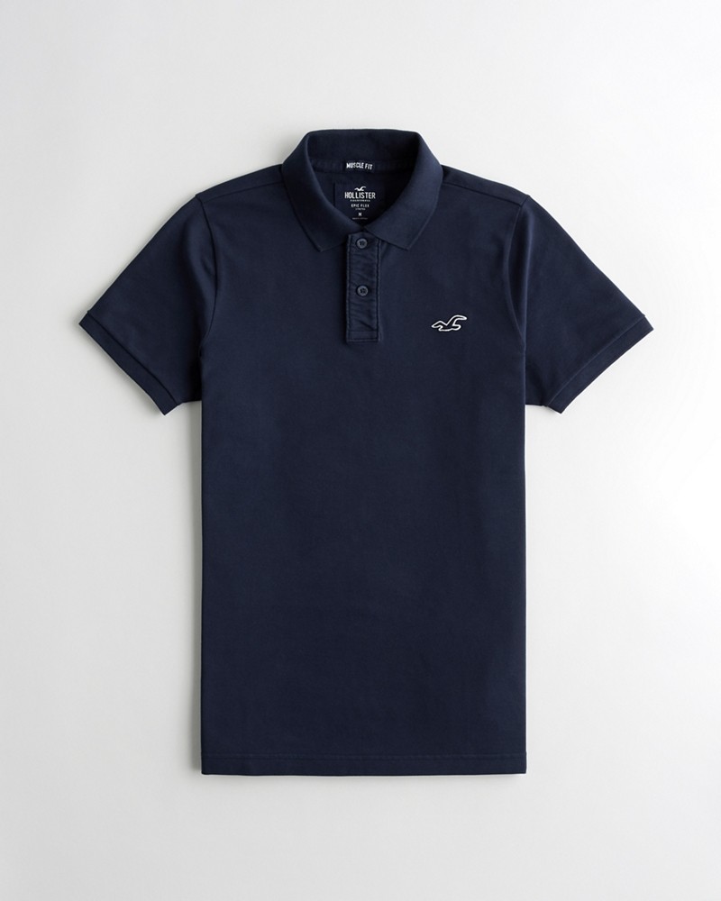 Áo thun nam Hollister HCO-P234 Stretch Muscle Fit Polo Navy