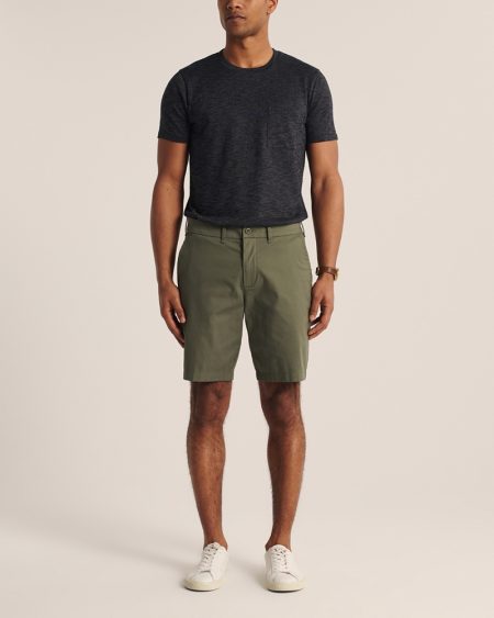 Quần shorts Abercrombie AF-US-S05 Stretch Chino Shorts Olive Green - Ảnh 4