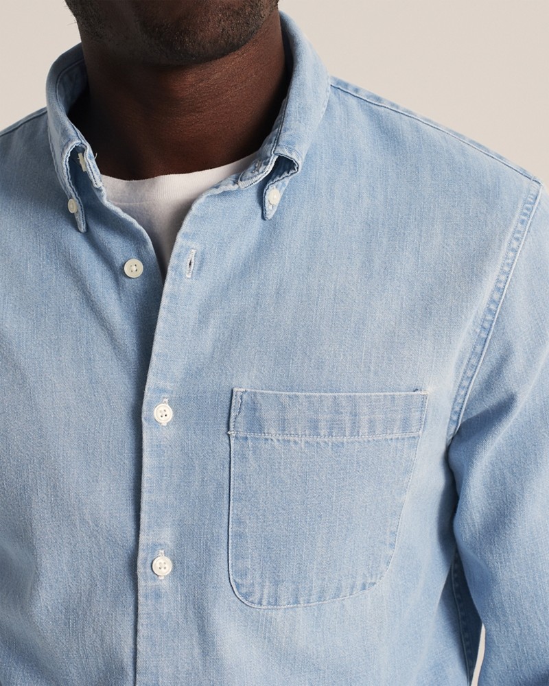 Áo sơ mi nam Abercrombie AF-US-SM106 Button-Up Denim Shirt - Ảnh 6