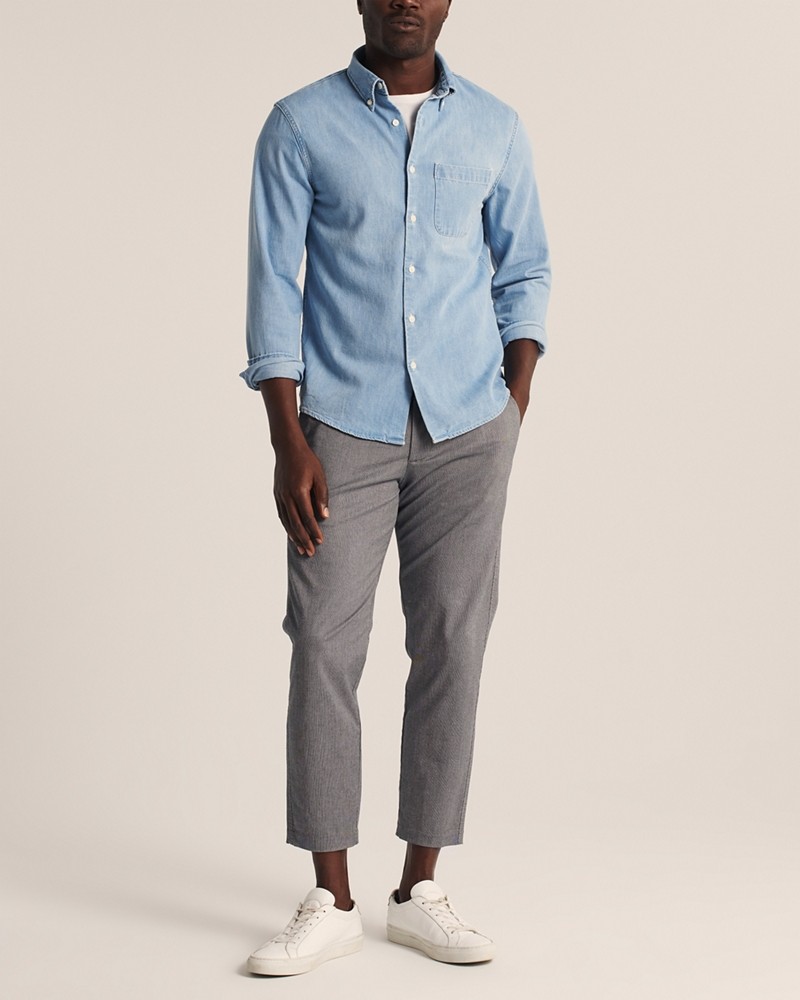 Áo sơ mi nam Abercrombie AF-US-SM106 Button-Up Denim Shirt - Ảnh 5