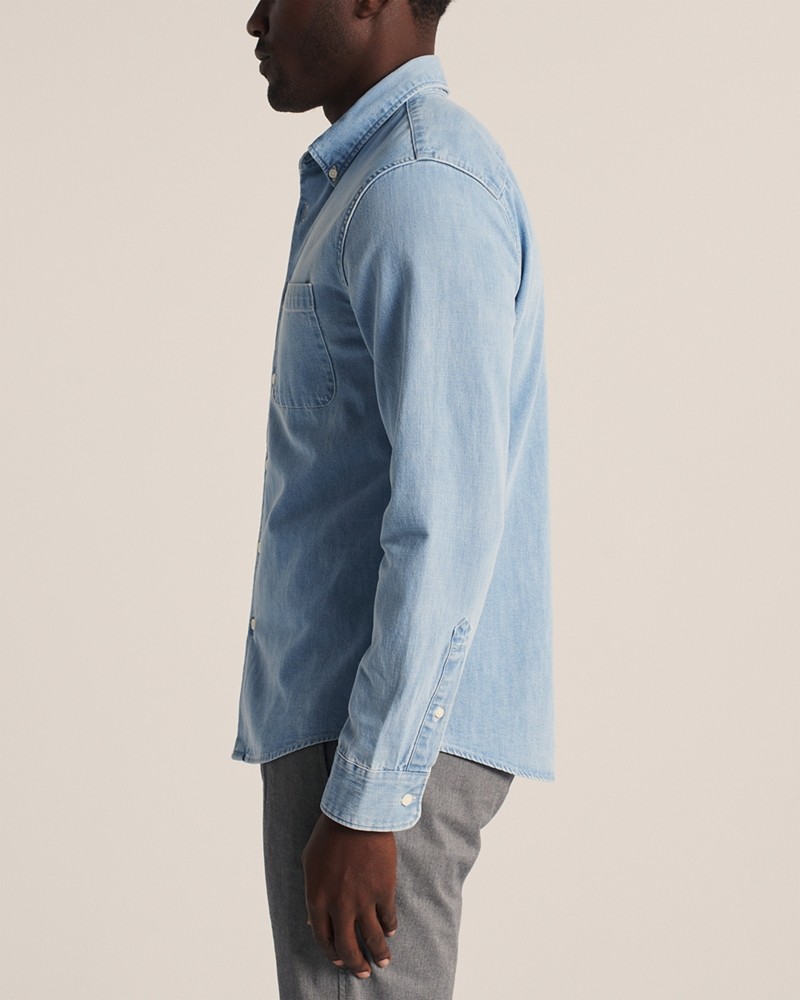 Áo sơ mi nam Abercrombie AF-US-SM106 Button-Up Denim Shirt - Ảnh 4