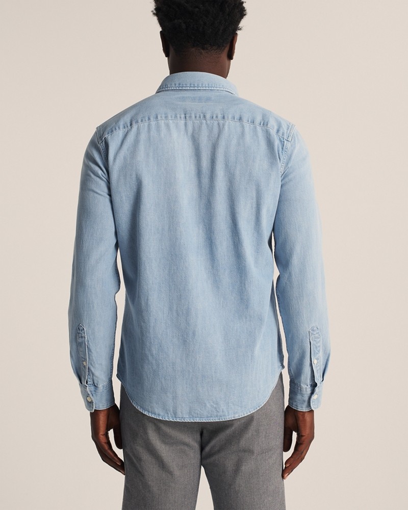 Áo sơ mi nam Abercrombie AF-US-SM106 Button-Up Denim Shirt - Ảnh 3