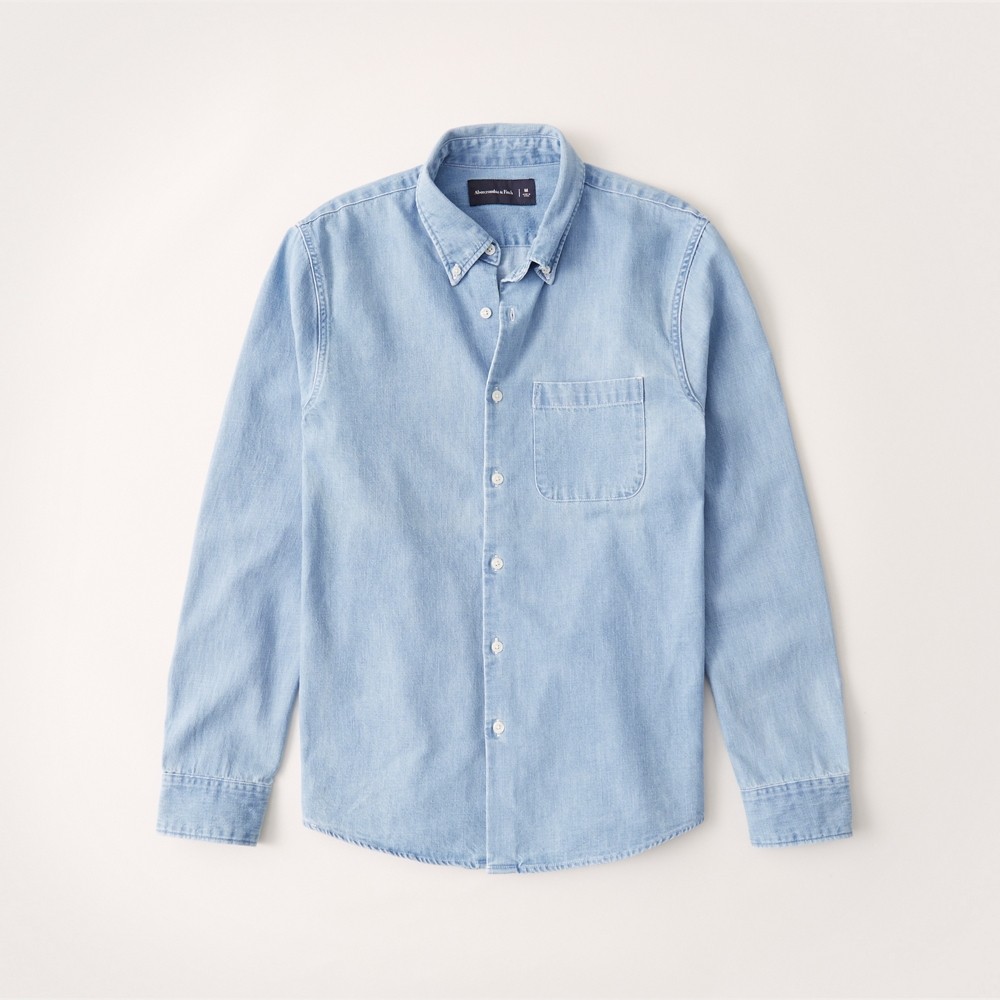 Áo sơ mi nam Abercrombie AF-US-SM106 Button-Up Denim Shirt - Ảnh 2
