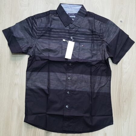 Áo sơmi nam Tommy TM-SM08 Linen Slim Fit Shirt Black Grey