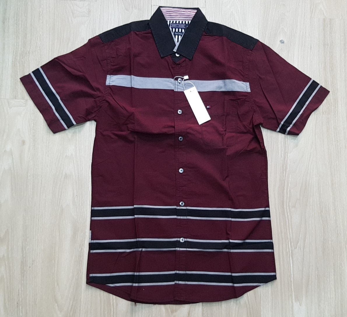 Áo sơmi nam Tommy TM-SM09 Linen Slim Fit Shirt Burgundy