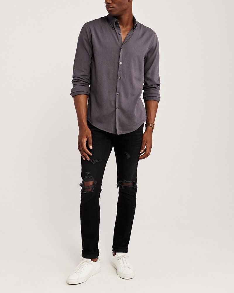 Hình Áo sơ mi nam Abercrombie AF-US-SM105 Long-Sleeve Button-Up