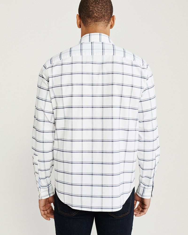 Hình Áo sơ mi nam Abercrombie AF-US-SM112 Plaid Oxford Shirt WHITE