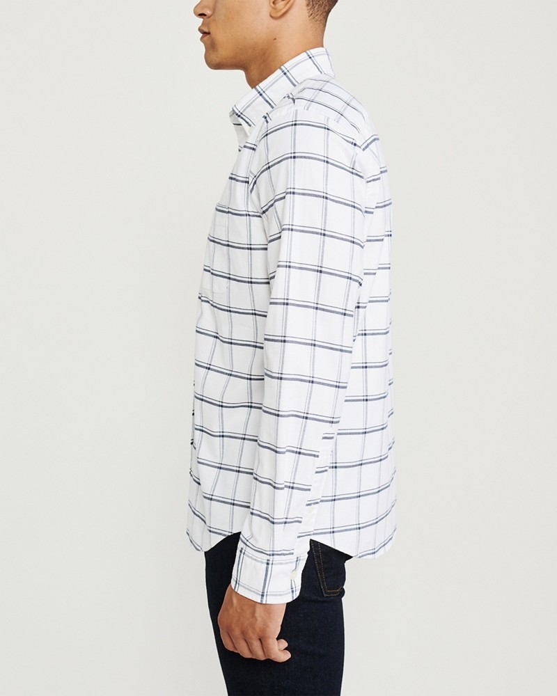Hình Áo sơ mi nam Abercrombie AF-US-SM112 Plaid Oxford Shirt WHITE