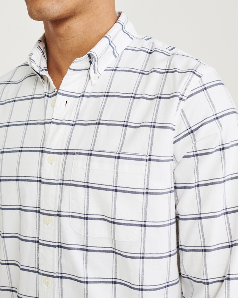 Hình Áo sơ mi nam Abercrombie AF-US-SM112 Plaid Oxford Shirt WHITE